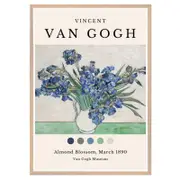 Galrie Van Gogh's Irises in Vase Iconic Post-Impressionist Art Print for Home Decor, Wood Frame, 50 x 70cm (20 x 28inch)
