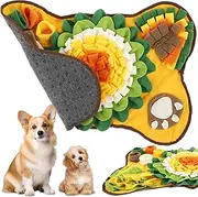 Pet Snuffle Mat for Dogs, Soft Polyester Dog Treat Dispenser Mat Anti Slip Dog Feeding Mat Washable Sniff Feeding Mat for Smell Training and Slow Eating, Stress Relief for Feeding (Gold, L)