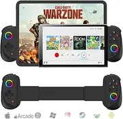 Game Controller for iPad/iPhone, Mobile Wireless Gamepad for Tablet, Bluetooth RGB Telescopic Joystick for Android/iOS/PC/Smart Phones for 13-25cm Perfect works for COD/Genshin, Direct Play-Black