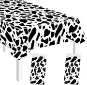 2 Pack Cow Print Tablecloth 54 x 108 Rectangular Plastic Table Cover Black and White Cow Print Disposable Cloth Paper Tablecloth for Baby Shower Birthday Cow Print Party Supplies