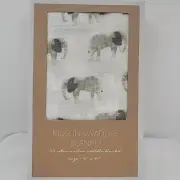 MUD PIE Muslin Swaddle Blanket Baby Elephant 47' X 47"