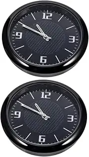 2pcs Car Clock Stick on Clock for Car Dashboard Car Dashboard Clock Mini Digital Clock Decorative Clock Mini Clock for Desk Car Vent Clocks Watch Cars Motorcycle Clock Black Steel