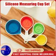 Folding Measuring Cups And Spoons Set Collapsible Silicone Measuring Cup 4 Sizes