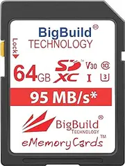 BigBuild Technology 64GB U3 95MB/s Memory Card for Panasonic Lumix DC G9, G9 K, G9L, G9LK, G9EB-K, G9LEB-K, G9MEB-K, GH5-K, GH5M, GH5SE-K, GX7MK3-K, GX9K, GX9MEG-K GX9MS GX9N GX99. W GX9WEGK Camera