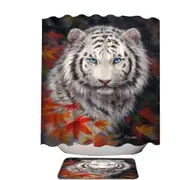 Wildlife Animal Art Autumn White Tiger Shower Curtain