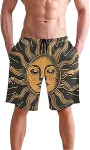 [XYMZR] Men's Swim Trunks Sun Moon by Person Quick-Dry Bathing Suit Swimming Board Shorts S