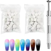 Nail Sponges for Ombre with 4 Claws Nail Sponge Metal Grabber,Nail Sponges,Ombre Nail Brush (White,300Pcs)