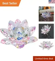 Sparkling Crystal Lotus Flower Sun Catcher - 3" Multicolor Feng Shui Decor