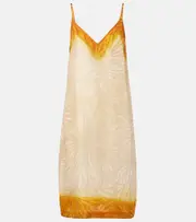 [Dries Van Noten] Dries Van Noten Printed ombré silk slip dress AU 14 yellow
