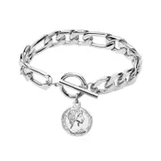 Nevenka Charm Bracelets Cuban Link with Toggle Clasp for Teen Girls Friendship Gift-Silver