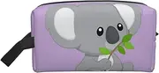 [SAAKE] Koala Eat Leaf Print Travel Cosmetic Large Capacity Zippered Storage Bag For Toiletries Daily Essentials, White, One Size