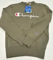 24A23 Champion CEM975 Reverse Weave Terry Crew Neck Sweat Shirt Small Green