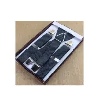 在飛比找momo購物網優惠-【拉福】吊帶X夾紳士吊帶附紙盒(灰直紋)