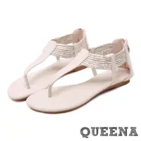 在飛比找momo購物網優惠-【QUEENA】波西米亞民族風個性繩飾拼接夾腳時尚羅馬涼鞋(