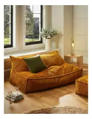 [Cadence & Co.] Wilde Ribbed Luxe Fleece Double Sofa Bean Bag Lounge Cover in Mustard