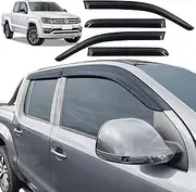 Weather Shields for Volkswagen Amarok 2H 2009-2022 Dual Cab Accessories, VW Car Wind Deflectors Weathershields Window Visors Sun Rain Guard Exterior Smoked Black, 4PCS/Set