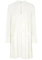 Vince Pleated Linen-blend Mini Dress - White - 12 12