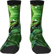 [pvinnk] Frog Leaves Print Adult Long Thick Socks Unisex Crew Socks For Men Womenfor Workouts Sports Socks