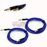 2X 3.5MM AUX MALE AUDIO EXTENSION CABLE CORD BLUE FOR GALAXY S4 S3 NOTE 3 NEXUS