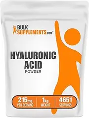 BulkSupplements.com Hyaluronic Acid Powder - Hyaluronic Acid Supplements, Hyaluronic Acid 215mg - Hyaluronic Acid Food Grade, Gluten Free - 215mg per Serving, 1kg (2.2 lbs) (Pack of 1)