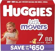 Huggies Little Movers Diapers, Size 7-41+ Pounds (88 Count)