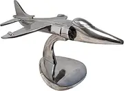 Harrier Military Heritage Metal Model – Polished Aluminium Aviation Display Piece, 42cm x 25cm, Iconic Jump Jet Design for Home & Office Decor