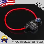 100 Pack 14 Gauge APM / ATM MINI Blade Inline Fuse Holder 100% OFC Copper Wire