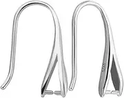 1 Box 2 Pairs Ear Wires Earring Hooks Rhodium Plated 925 Sterling Silver 18.5mm Earring Hooks with Pinch Bails for DIY Jewelry Making