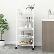 5-Tier Kitchen Trolley White 46x26x105 cm Iron, Serving Trolleys