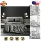Indulgent King Satin Bed Sheet Set - 600 Thread Count Super Soft Gray