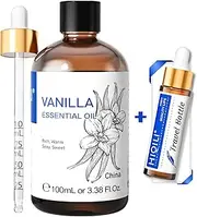 HIQILI Vanilla Essential Oil, Undiluted Natural Strong Fragrance Add in Skin Perfume, Unscented Lotion, Candle Soap Making Scent, Relax at Home with Diffuse Warm Sweet Aroma-100ML