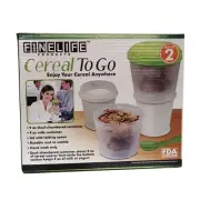 Finelife Cereal to Go Dual-Chambered Container CUP with Folding Spoon