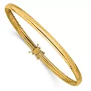 Real 14kt Yellow Gold Polished Flexible Bangle; 8.25 inch