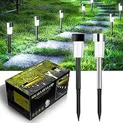 12Pcs Solar Outdoor Stainless Steel Lawn Lights, Waterproof Solar Garden Decorative Lights, Stainless Steel LED Landscape Path Lights Solar Powered, Courtyard, Walkway Backyard Driveway Lawn LED