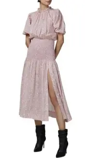 BNWT Bec And Bridge Emmanuelle Midi Dress Size 10 Pink Print RRP $300
