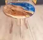 Ocean Epoxy Coffee Table, Round Table Top,Walnut Epoxy Table, Hallway Side Top