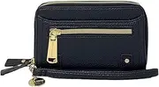 [Steve Madden] SMALL DOUBLE ZIP AROUND WALLET with Wristlet Strap, Black, One Size