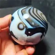 TOP 400G Natural Polished Banded Agate Crystal Sphere Ball Healing YWD794