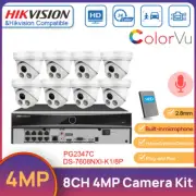 Hikvision 8CH 4K CCTV System MIC 4MP Full Color POE Home Security Camera Audio