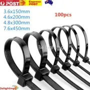 Cable Ties Zip Nylon UV Stabilised 100xpcs Bulk Black Cable Tie For Trade Use Au