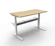 RAPIDLINE NEW PARAMOUNT ELECTRIC SINGLE HEIGHT ADJUSTABLE WORKSTATION No Screen 1 Person W1500 x D750 x H655-1259mm Natural Oak/White