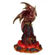 ICE ARMOR 10" H Medieval Red Volcano Dragon with LED Light Statue Fantasy Dec...