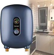 6500W 220V Electric Tankless Water Heater Constant Temperature Instant Hot Water Heater with LED Digital Display,On Demand Hot Water Heater for Home Kitchen Indoor,Blue