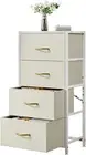 Dresser with 4 Drawers, Fabric Storage Tower, Dresser Chest of Drawers with Wood