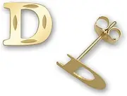 [JewelryWeb] 14ct Yellow Gold Letter Name Personalized Monogram Initial D Stamping Teen Earrings 6x7mm
