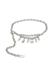 [Diesel] Diesel - Chain belt with logo charms - Belts - Woman - Silver UNI Silver
