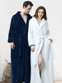 在飛比找樂天市場購物網優惠-睡袍女冬季情侶一對珊瑚絨浴袍加絨加厚法蘭絨男士睡衣秋冬加長款