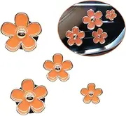 ORIESSE 4pcs Cute Orange Flowers Car Air Freshener Vent Clips, 4 Sizes Sparkle Coral Daisy Flower Car Vent Clips,Girly Women Car Air Freshener, Flowers Car Accessories,Refillable Car Diffuser