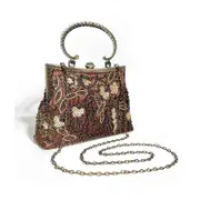 Nevenka Womens Vintage Sequins Beaded Evening Bag Formal Handbag Wedding Clutch-MineGrey