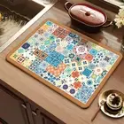 Retro Kitchen Drying Mat Quick Drying Placemat Dish Drying Rugs Holiday